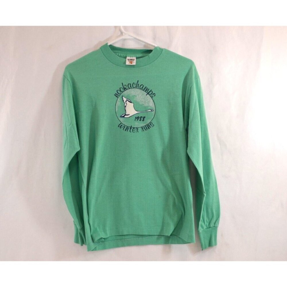 Nookachamps Winter Runs Chicago 1988 Medium Green Sunbelt Sportswear Vtg - Picture 1 of 10